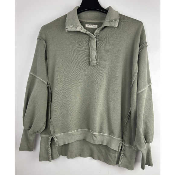 We The Free People Camden Henley Long Sleeve Sweatshirt XS Slouchy Boho Grunge - Picture 14 of 15